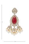 Moh-Maya by Disha Khatri_Gold Plated Ruby Zirconia Studded Necklace Set _Online