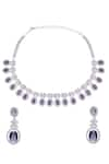 Shop_Moh-Maya by Disha Khatri_Purple Zirconia Embellished Necklace Set _at_Aza_Fashions