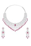 Shop_Moh-Maya by Disha Khatri_White Stone Zirconia Embellished Choker Set _at_Aza_Fashions