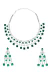 Shop_Moh-Maya by Disha Khatri_Silver Plated Stone Zirconia Studded Necklace Set _at_Aza_Fashions