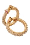 Shop_Nazaakat By Samara Singh_Gold Plated Pearls, Stones Tassel Jadau Bangles-Set of 2 _at_Aza_Fashions