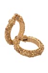 Shop_Nazaakat By Samara Singh_Gold Plated Stones Carved Foliage Bangles-Set of 2 _at_Aza_Fashions