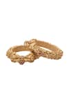Buy_Nazaakat By Samara Singh_Gold Plated Stones Carved Foliage Bangles-Set of 2 _Online_at_Aza_Fashions