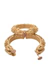 Nazaakat By Samara Singh_Gold Plated Stones Carved Foliage Bangles-Set of 2 _at_Aza_Fashions