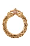 Buy_Nazaakat By Samara Singh_Gold Plated Stones Carved Foliage Bangles-Set of 2 