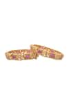 Buy_Samyukta Singhania_Gold Plated Stone Elephant Carved Bangles-Set of 2 _Online_at_Aza_Fashions