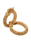 Shop_Nazaakat By Samara Singh_Gold Plated Stones Carved Peacock Floral Bangles-Set of 2 _at_Aza_Fashions