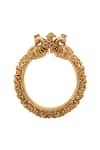 Nazaakat By Samara Singh_Gold Plated Stones Carved Peacock Floral Bangles-Set of 2 _at_Aza_Fashions