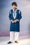 Buy_Nikita Mhaisalkar x AZA_Blue Twill Embroidery Kamdani Paisley Vine Kurta With Salwar _at_Aza_Fashions