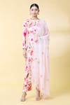 Buy_Kalakaari By Sagarika_Pink Silk Muslin Print Floral Bloom Round Kurta Pant Set _at_Aza_Fashions