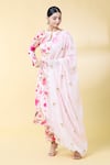 Shop_Kalakaari By Sagarika_Pink Silk Muslin Print Floral Bloom Round Kurta Pant Set _Online_at_Aza_Fashions