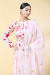 Kalakaari By Sagarika_Pink Silk Muslin Print Floral Bloom Round Kurta Pant Set _at_Aza_Fashions