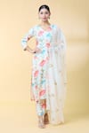 Buy_Kalakaari By Sagarika_Off White Silk Muslin Print Floral Bloom V Neck Straight Kurta Pant Set _at_Aza_Fashions