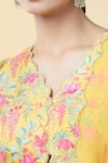 Kalakaari By Sagarika_Yellow Silk Muslin Print Floral Bloom V Neck Lotus Kurta Palazzo Set _at_Aza_Fashions