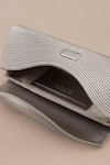 Ampm_Silver Textured Reba Metallic Clutch _at_Aza_Fashions