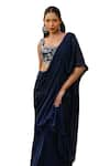 Ajiesh Oberoi_Blue Organza Embroidered Cutdana Taraa Pre-draped Frilled Saree With Blouse _Online_at_Aza_Fashions