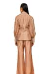 Ajiesh Oberoi_Beige Organza Embroidered Sequin Pointed Lapel Sleeve Jacket Pant Set _at_Aza_Fashions