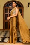 Buy_Ajiesh Oberoi_Gold Organza Embroidered Cutdana Sweetheart Khwaish Pre-draped Saree With Blouse _Online_at_Aza_Fashions