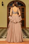 Shop_Ajiesh Oberoi_Pink Wire Lurex Embroidered Bead Sweetheart Saanvi Flared Lehenga Set _at_Aza_Fashions