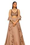 Buy_Ajiesh Oberoi_Pink Wire Lurex Embroidered Bead Sweetheart Saanvi Flared Lehenga Set _Online_at_Aza_Fashions