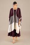 Buy_AMPM_Purple Chanderi 70 Woven Stripe Open Aalia Cape _at_Aza_Fashions