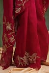 Buy_Charu Makkar_Wine Silk Organza Embroidered Sequin Cosmo Saree With Unstitched Blouse Piece 