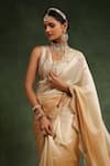 Charu Makkar_Beige Italian Silk Organza Honey Ombre Saree With Unstitched Blouse Piece _Online_at_Aza_Fashions