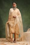 Buy_Charu Makkar_Beige Kurta And Pant Italian Silk Organza Embroidered Sequin Mehr Ombre Set _at_Aza_Fashions