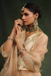 Charu Makkar_Beige Kurta And Pant Italian Silk Organza Embroidered Sequin V-neck Mocha Set _Online