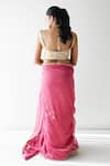 Shop_Shorshe Clothing_Pink Handwoven Chanderi Silk And Tissue Stripes Embroidery Sati & Saree _at_Aza_Fashions