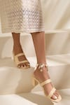 Buy_House of Prisca_Beige Textured Canopy Abstract Strap Heels _Online_at_Aza_Fashions