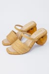 House of Prisca_Beige Textured Pebble Hand Carved Heels _Online_at_Aza_Fashions