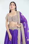 Shop_Anamika Khanna_Purple Organza Embroidered Dori Leaf Hand Blouse Lehenga Set _Online_at_Aza_Fashions