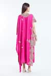 Shop_Anamika Khanna_Fuchsia Silk Embroidered Paisley Round Kaftan And Draped Skirt Set _at_Aza_Fashions