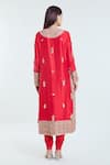 Shop_Anamika Khanna_Red Embroidered Sequins Round Tassel Straight Kurta Set _at_Aza_Fashions