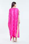 Shop_Anamika Khanna_Fuchsia Silk Embroidered Floral Round Kaftan And Draped Skirt Set _at_Aza_Fashions