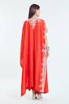 Shop_Anamika Khanna_Red Silk Embroidered Floral Round Kaftan And Draped Skirt Set _at_Aza_Fashions