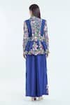 Shop_Anamika Khanna_Blue Embroidered Floral Collar Peplum Top And Palazzo Set _at_Aza_Fashions