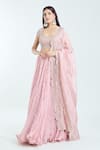 Anushree Reddy_Pink Soft Organza-pico Embroidered Floral Leaf Apsara Lehenga Set _at_Aza_Fashions