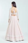 Shop_Anushree Reddy_Pink Organza Embroidered Pearls Cutwork V Galilea Bridal Lehenga Set _at_Aza_Fashions