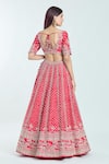 Shop_Anushree Reddy_Red Raw Silk Embroidered Floral Cutwork V Leh Nyomaa Bridal Lehenga Set _at_Aza_Fashions