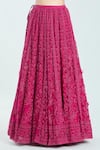 Buy_Ridhi Mehra_Fuchsia Net Embroidered Aari Blouse Scoop Lehenga Set With Feather Cape 