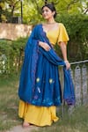 Shop_Pheeta_Yellow Lehenga And Blouse Cotton Hand Painted Beach Day Motifs Kiran Set _Online_at_Aza_Fashions