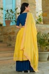 Shop_Pheeta_Yellow Lehenga And Blouse Cotton Hand Painted Peacock Feather V Neck Set _at_Aza_Fashions
