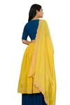 Pheeta_Yellow Lehenga And Blouse Cotton Hand Painted Peacock Feather V Neck Set _Online_at_Aza_Fashions