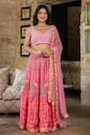 Buy_Pheeta_Pink Blouse Muslin Digital Print Floral Sweetheart Nihar Lehenga Set _at_Aza_Fashions