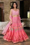 Buy_Pheeta_Pink Blouse Muslin Digital Print Floral Sweetheart Nihar Lehenga Set _Online_at_Aza_Fashions