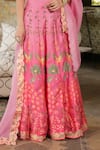 Shop_Pheeta_Pink Blouse Muslin Digital Print Floral Sweetheart Nihar Lehenga Set _Online_at_Aza_Fashions