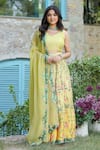 Buy_Pheeta_Yellow Blouse Muslin Digital Print Floral Leaf Neck Gul Vine Lehenga Set _at_Aza_Fashions