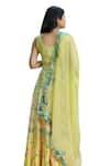 Pheeta_Yellow Blouse Muslin Digital Print Floral Leaf Neck Gul Vine Lehenga Set _Online